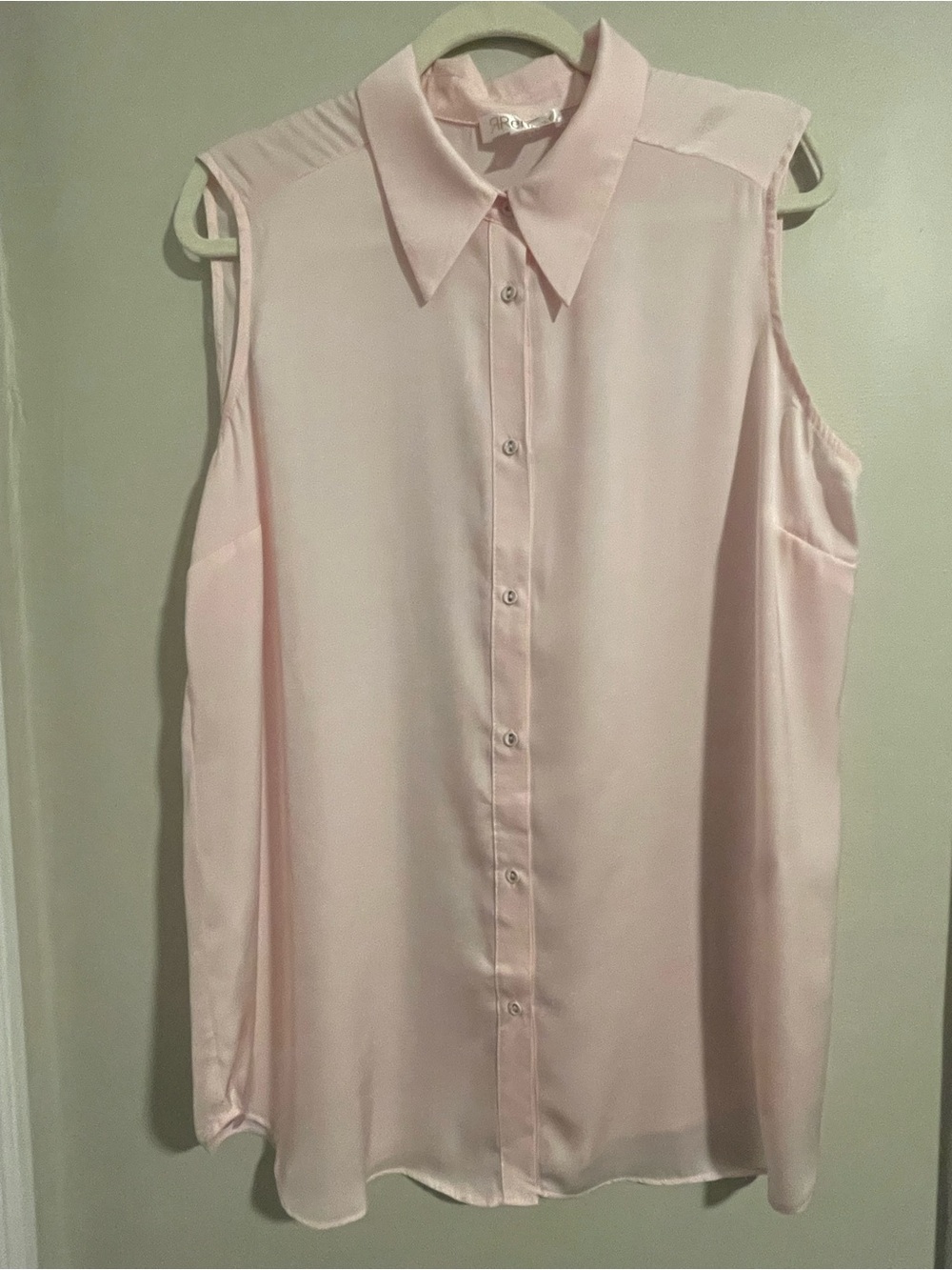 Renuar Blush Pink Silky Sleeveless Button Front Blouse XL